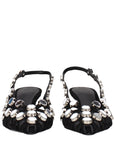 The Attico Black Leather Stiletto Heel Sandals