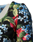 Dolce & Gabbana Black Floral Print Viscose Sheath Midi Dress