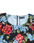 Dolce & Gabbana Black Floral Print Viscose Sheath Midi Dress