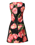 Dolce & Gabbana Black Floral Print Viscose A-line Mini Dress