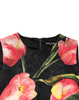 Dolce & Gabbana Black Floral Print Viscose A-line Mini Dress