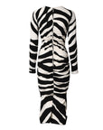 Dolce & Gabbana Black White Zebra Viscose Sheath Midi Dress
