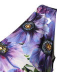 Dolce & Gabbana Purple Anemone Print Pleated Midi Dress