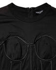 Dolce & Gabbana Black Cotton Bustier Corset Short Sleeves T-shirt