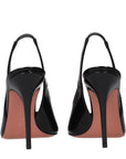 Amina Muaddi Black Leather Stiletto Heel Sandals