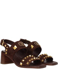 Valentino Garavani Brown Leather Strap-On Sandals