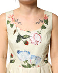 Dolce & Gabbana Beige Floral Sleeveless A-line Dress