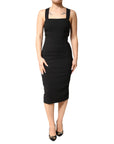 Dolce & Gabbana Black Square Neck Sleeveless Midi Dress