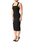 Dolce & Gabbana Black Square Neck Sleeveless Midi Dress