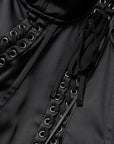 Dolce & Gabbana Black Satin Acetate Lace Eyelets Mini Dress