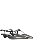 Prada Gray Leather Flat Sandals