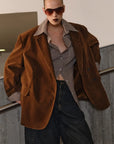 Blazer oversize in camoscio sintetico Fijame