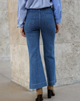 Jeans a vita alta con taglio svasato