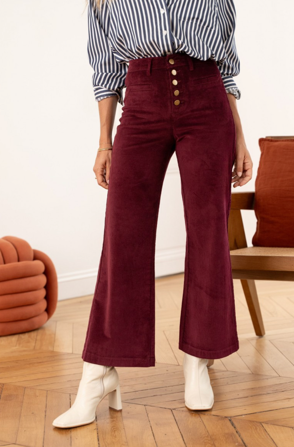 Pantaloni a vita alta in velluto