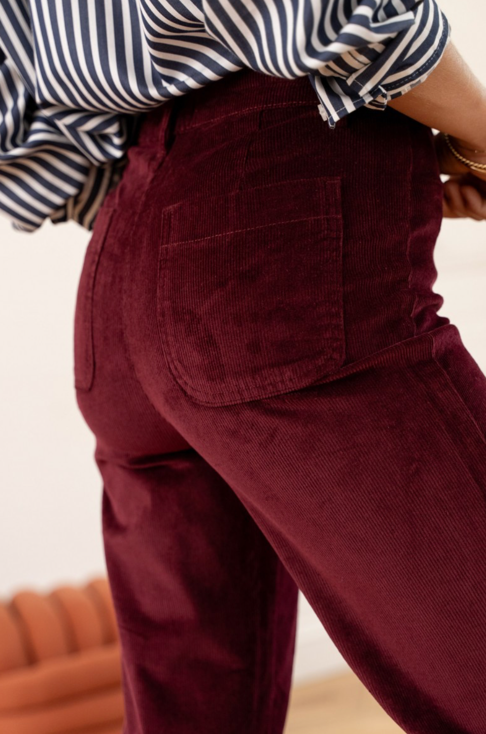Pantaloni a vita alta in velluto