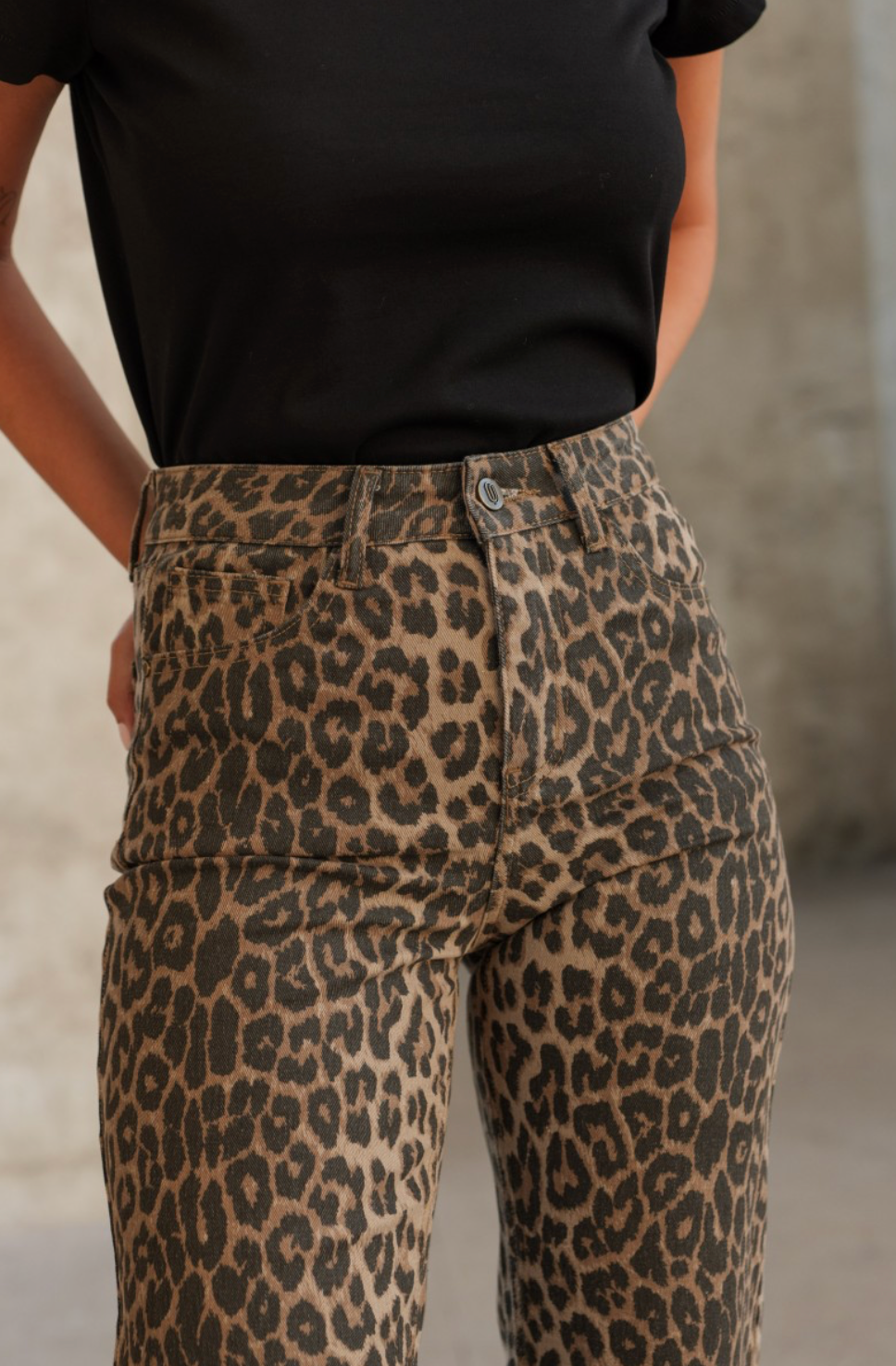 Jeansa vita alta stampa animalier