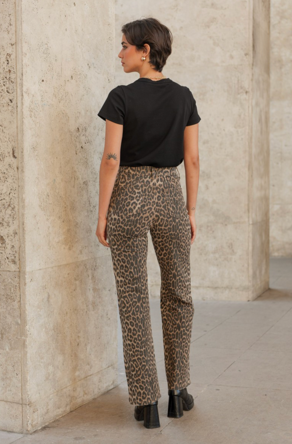 Jeansa vita alta stampa animalier