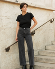 Jeans a vita alta con dettagli