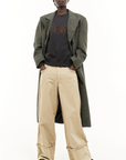 Cappotto lungo a righe con taglio oversize