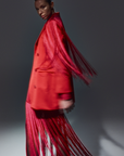Blazer rosso con frange lunghe