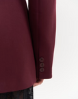 Blazer donna bordeaux sartoriale con chiusura doppiopetto
