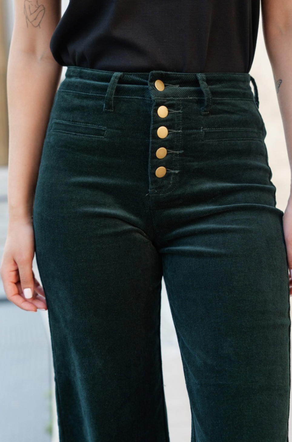 Pantaloni a vita alta in velluto
