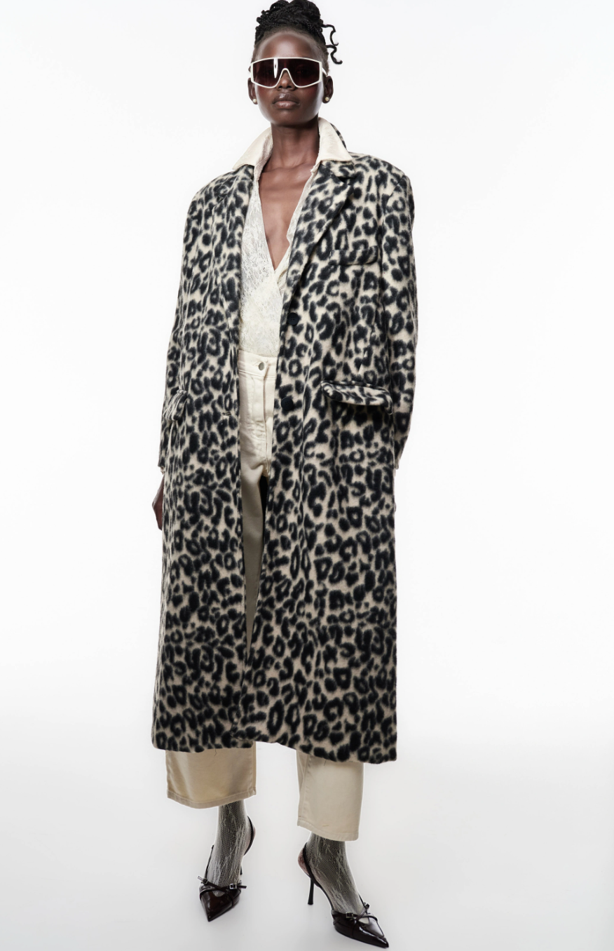 Cappotto lungo con fantasia animalier