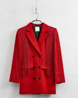 Blazer rosso con frange lunghe