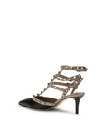 Valentino Garavani Black Calf Leather Bos Taurus Mid Heel Pumps