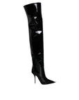 Dolce & Gabbana Black Leather Over The Knee