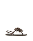 LE SILLA Brown Calf Leather Bos Taurus Flat Sandals