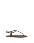 RENE CAOVILLA Brown Satin Flat Sandals