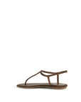 RENE CAOVILLA Brown Satin Flat Sandals