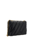 PINKO Black Calf Leather Bos Taurus Shoulder Bag