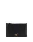 PINKO Black Calf Leather Bos Taurus Shoulder Bag
