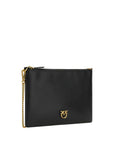 PINKO Black Calf Leather Bos Taurus Shoulder Bag