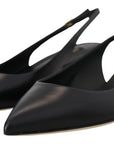 Dolce & Gabbana Black Leather Slingbacks Heels Pumps Shoes