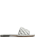 Bottega Veneta Silver Calfskin Flat Sandals