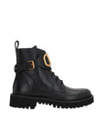 Valentino Garavani Black Calfskin Lace-Up Boots