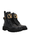 Valentino Garavani Black Calfskin Lace-Up Boots
