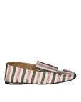 Sergio Rossi White Fabric Slip-On Loafers