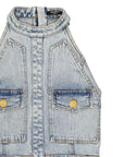 Balmain Blue Cotton Casual Dress