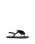 LE SILLA Black Calf Leather Bos Taurus Flat Sandals