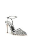 LE SILLA Silver Calf Leather Bos Taurus Stiletto Heel Sandals