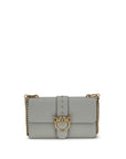 PINKO Gray Calf Leather Bos Taurus Shoulder Bag