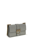 PINKO Gray Calf Leather Bos Taurus Shoulder Bag