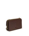 PINKO Brown Calf Leather Bos Taurus Shoulder Bag