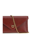 PINKO Bordeaux Calf Leather Bos Taurus Clutch Bag