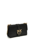 PINKO Black Calf Leather Bos Taurus Shoulder Bag
