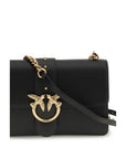 PINKO Black Calf Leather Bos Taurus Shoulder Bag